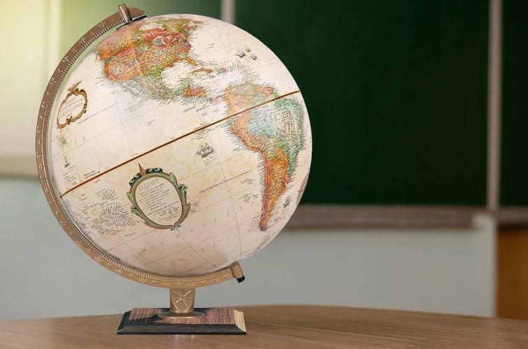 Replogle World Classic Globe, 12" Desktop World Globe For Home or Office Desk Decor, Raised Relief, Up-to-date Cartography, Made in the USA, Antique thumbnail 2