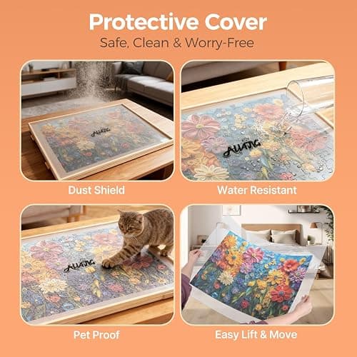 ALL4JIG 1500 Piece Rotating Puzzle Board with 4 Drawer 24.92"x33.58"Portable Wooden Jigsaw Puzzle Table for Adults,Lazy Susan Spinning Puzzle Boards Birthday Gift for mom,Surface for Lego Building thumbnail 4
