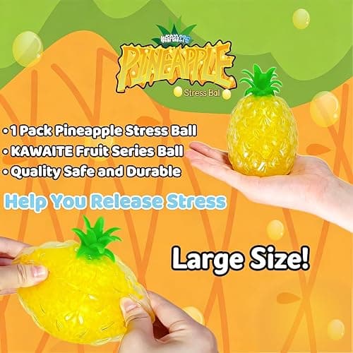 Pineapple Squishy Stress Balls (1 Pack) Fruit Stress Squishy Ball | Pineapple Squishy Stress Balls for Adults, Ideal for Vase Filler, Home Decor, Christmas Decor, Easter Basket Stuffers thumbnail 2
