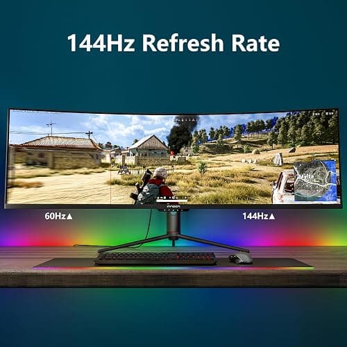 INNOCN 49" Curved Gaming Monitor 144Hz Ultrawide 32:9 WDFHD 3840 x 1080P, R1800, 99% sRGB, HDR400, USB Type C, DisplayPort, HDMI, Built-in Speakers, Height/Tilt Adjustable - 49C1G thumbnail 5
