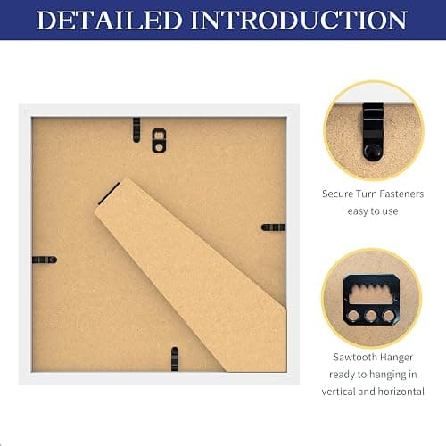 An&He 8x8 Picture Frames Set of 6, Displays 4x4 with Mat or 8x8 Without Mat Photos, Square Collage Wall Decor for Gallery, Tabletop & Wall Decor, White thumbnail 4