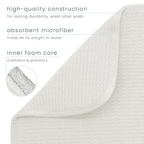 S&T INC. Dish Drying Mat XL, 18” x 24”, Absorbent Microfiber Kitchen Counter Mat, Dish Drying Pad for Dishes, Utensils, Pots and Pans, Extra Large, Cream - Cream - 18" x 24" thumbnail 4
