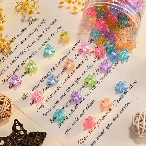 SAOROPEB 100Pcs Mini Flower Hair Clips, Colorful Hair Accessories (Glitter) | Cute Claw Clips, Tiny Small Barrettes, Bangs Strong Grip, for Women Girls thumbnail 6