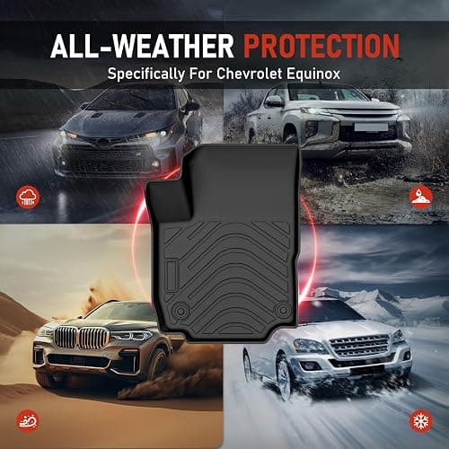 Runine Carbon Fiber Floor Mats for 2018-2024 Chevrolet Equinox/GMC Terrain (Not for EV), All Weather Protection TPE Car Mats Custom Car Liners Accessories, Front & 2nd Row Floor Liners Set thumbnail 3