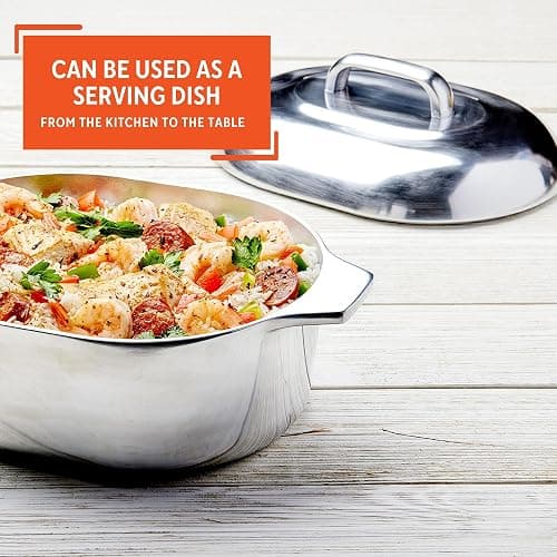 IMUSA 13in Cajun Cast Aluminum Oval Roaster with Lid, Durable Baking and Roasting Pan for Chicken, Meats, and Traditional Cooking thumbnail 5