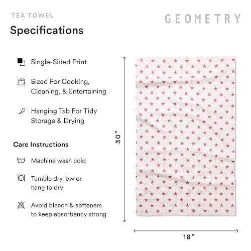 GEOMETRY Tea Towels – Patriotic Collection – Quick-Dry, Ultra-Absorbent, Reusable Microfiber Kitchen Towels for Drying & Cleaning - Old Glory - 2 Pack thumbnail 2