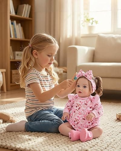 BABESIDE 3PCS Reborn Baby Doll Clothes for 17-22 Inch Dolls, Baby Doll Outfit Accessories with Floral Pattern fit Newborn Baby Dolls Girl Boy, Pink thumbnail 2