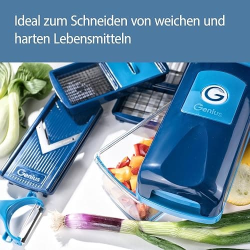 Genius Nicer Dicer Smart (14 tlg.) in blau - Gemüse-schneider für Würfel, Stifte, Scheiben, Streifen und Viertel inkl. Rezeptheft - Salatschneider Mandoline Gurkenhobel thumbnail 5