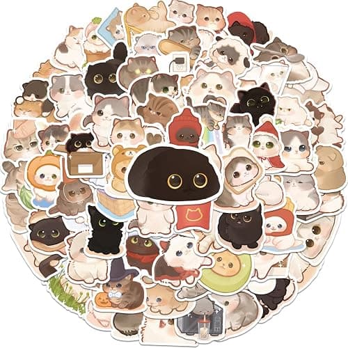 150 Pcs Cute Cat Stickers for Water Bottles, Funny Kitten Stickers, Gift for Teen Birthday Party, Kawaii Cartoon Decal Pack, Waterproof for Laptop,Phone,Skateboard,Bicycle - Image 1