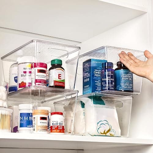Vtopmart 6 Pack Clear Stackable Storage Bins with Lids, Large Plastic Containers with Handle for Pantry Organizer and Storage,Perfect for Bathroom,Cabinet,Kitchen,Fridge,Closet Organization thumbnail 6