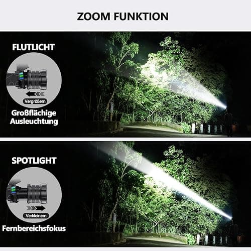 ET Stirnlampe Led Wiederaufladbar mit Weißem/Rotlicht/UV Licht/Schwarzlicht, Extrem Hell Kopflampe mit Batteriebetrieb, 16 Modi, Stirnlampe Wasserdicht für Schutzhelme, Jagd, Erkennung von Tierurin thumbnail 7