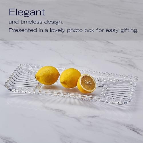 Mikasa Estate Crystal Glass Rectangular Serving Decorative Tray, 14.75 Inch thumbnail 5