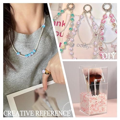 600Pcs Pearl Beads 8mm Gradient Color Fake Mermaid Pearl Beads Jewelry Making for DIY Crafts Necklace Bracelet Mobile Phone Hanging Rope Wedding Decoration Vase Filling (Green Yellow 8mm) thumbnail 5