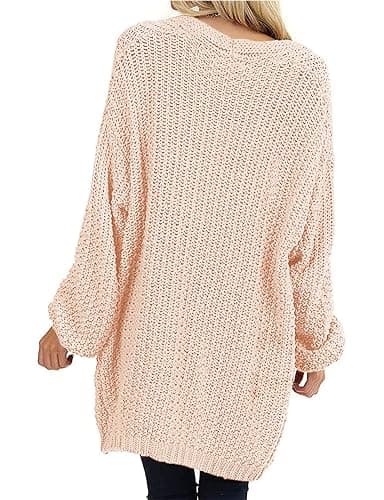 MEROKEETY Women's 2025 Fall Open Front Chunky Knit Sweater Oversized Lantern Sleeve Cardigan Outwear thumbnail 6