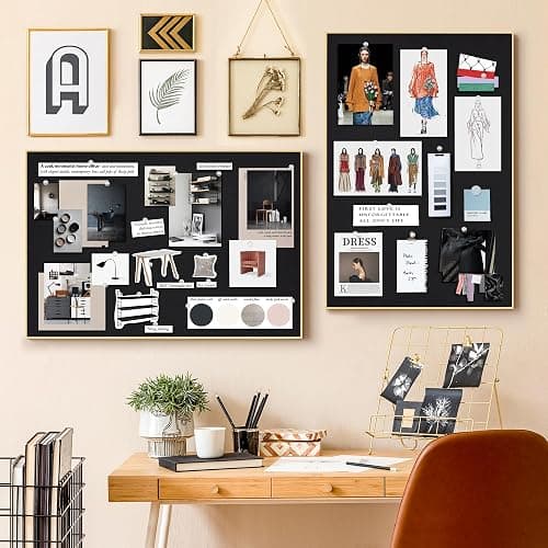 Lightomorrow Bulletin Board 30 x 20 inches, Black Pin Board, Golden Aluminum Framed Fabric Cork Board with 10 Push Pins thumbnail 7