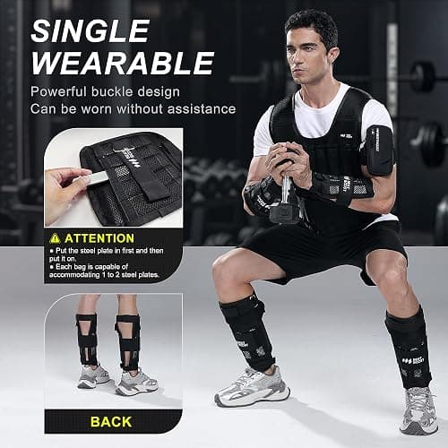 Ankle Wrist Weights 4lb/10lb/15lb/20lb/25lb/30lb BeatBoost Adjustable Leg Arm Weights for Men Walking Pilates Exercise Workout Gym Aerobics thumbnail 2