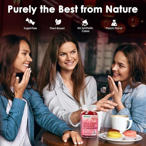 careleaf Sugar Free Collagen Gummies with Vitamin C Vitamin E Support Natural Collagen Production, Healthy Hair, Nails and Bones,Peach Flavor,60 Gummies for 30 Days Supply thumbnail 2