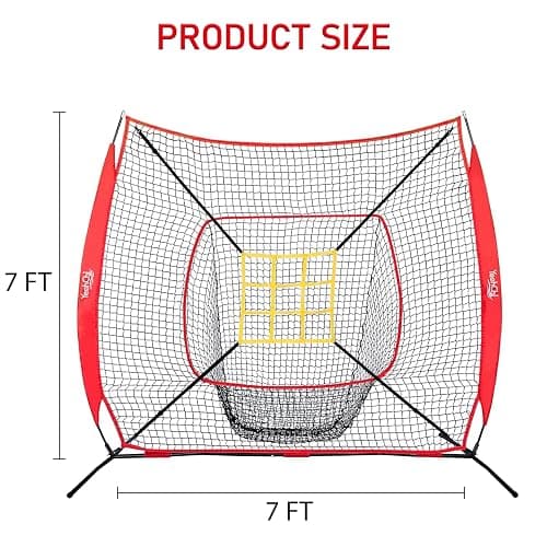 YeahChi 7×7FT Baseball net, Pitching net with Strike Zone Target, Baseball&Softball Practice net with Sturdy Bow Frame and Stable Base,Portable Practice net for All Ages and All Skilled Levels thumbnail 2