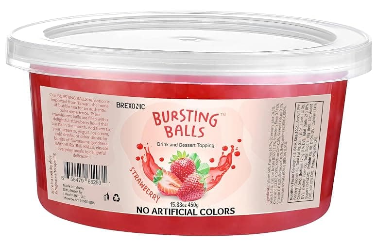 Strawberry Boba Pearls, Popping Bursting Boba, Bubble Pearls For Bubble Tea 1 Pound, No Artificial Colors (Strawberry, 1 LB Pack of 1) - Image 1