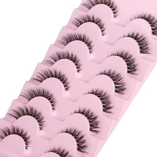 False Eyelashes Fox Eye 8 Pairs Pack 40D Natural Look Fluffy Wispy Cat Eye Lashes Soft Faux Mink Lashes Lightweight D-Curl Clear Band Eyealshes by GVEFETIEE thumbnail 8