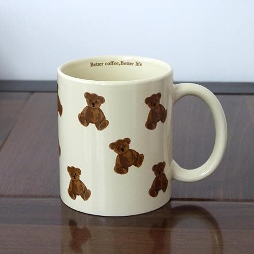 Heardbeli Cute Vintage Cartoon Bear Mugs Ceramic Coffee Mug Water Cup 350ml/12oz Funny Novelty Gift for Women Girls thumbnail 2