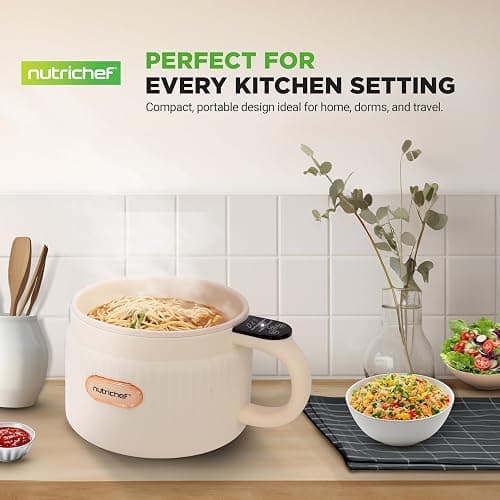 NutriChef 1.6 QT Portable Electric Rice Cooker & Lunch Maker | Multi-Functional & Non-Stick Ceramic Coating | Digital Control Panel | 6 Cook Functions: Rice, Soup, Stew, Porridge & More | White thumbnail 8