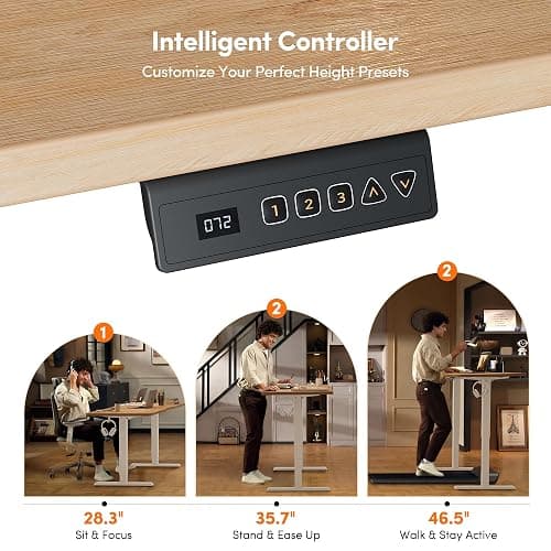 FEZIBO Standing Desk, 48 × 24 Inches Electric Height Adjustable, Sit and Stand Up, Computer Office Desk with Splice Board, White Frame/Maple TOP thumbnail 7