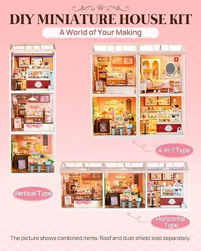 Rolife Super Creator Kits Tasty Cake Shop, Tiny House Building Blocks for Little Dolls, DIY Plastic Mini House Model Building Kits for Teens Aged 14+, DIY Crafts/Hobbies for Adults (Tasty Cake Shop) thumbnail 8