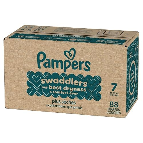 Pampers Swaddlers Diapers, Size 7 (26-50 lbs), 88 Count, Absorbent, Keeps Baby Dry and Comfortable, Skin Safe Disposable Baby Diaper (Packaging May Vary) thumbnail 18