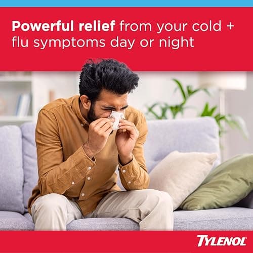 Tylenol Cold + Flu Severe Daytime + Nighttime Cold Medicine Caplets Combo Pack for Multi-Symptom, Cough, Sore Throat, Headache, Nasal Congestion Relief, Acetaminophen, Pain Reliever, 24 Count thumbnail 3