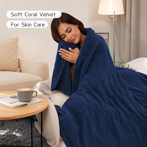 ReyyNio Heated Electric Blanket 72"x84" Full Size, Soft Coral Fleece Fast Heated Blanket with 4 Heating Levels and 10 Hours Auto-Off, Cozy Plush Fabric, Machine Washable - Home, Dark Blue thumbnail 6