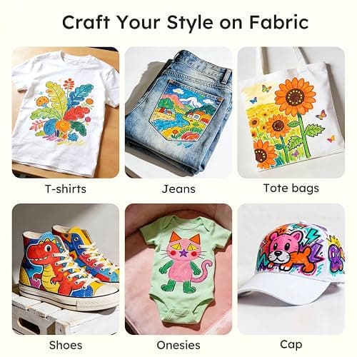 Fabric Markers Permanent For Clothes, 24 Colors Fabric Paint Pens -Waterproof & Machine Washable, Paint Markers for T-Shirt, Canvas Shoes,Bags,Baby Onesies, Fine Tip Clothing Marker for Laundry Marker thumbnail 4