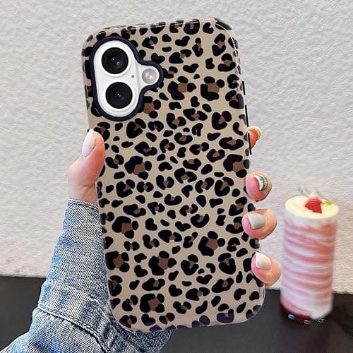 J.west Compatible with iPhone 16 Plus Case 6.7 inch with 2 Pack Tempered Glass Screen Protectors Cute Animal Leopard Hybrid Cover for Girls Women Aesthetic Protective Phone Cases Cheetah thumbnail 2