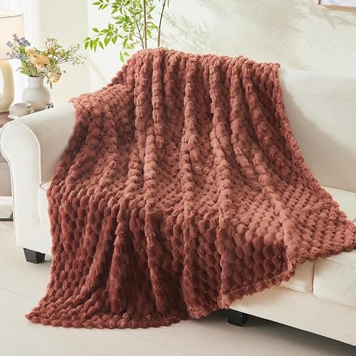 NEWCOSPLAY Super Soft Throw Blanket Coffee Premium Silky Flannel Fleece 3D Clouds Stylish Jacquard Lightweight Bed Blanket All Season Use 350GSM (Coffee, Throw(50"x60")) thumbnail 3