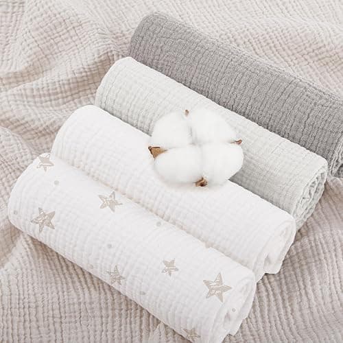 Susurration Muslin Cloths for Baby, 100% Cotton Baby Muslin Squares Cloths for Newborn Boy and Girl, Soft, Breathable and Extremely Absorbent Baby Muslin Burp Cloths, 60 x 60 cm, 8 Pack thumbnail 2