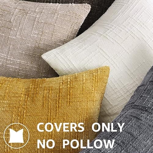 decorUhome Spring Cream White Chenille Throw Pillow Covers 18x18 Set of 2 Textured Soft Cozy Slubby Couch Pillow Covers Modern Farmhouse Boho Decorative Pillow Cases for Bed Sofa Living Room thumbnail 8