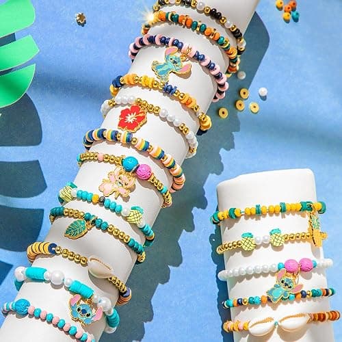 Fashion Angels Disney Stitch Cute & Feisty Jewelry Design Kit - Makes 10+ Charm Bracelets with 10 Enamel Charms, Themed Beads, an Assortment of Metallic and Wooden Beads! Ages 8 and Up thumbnail 4