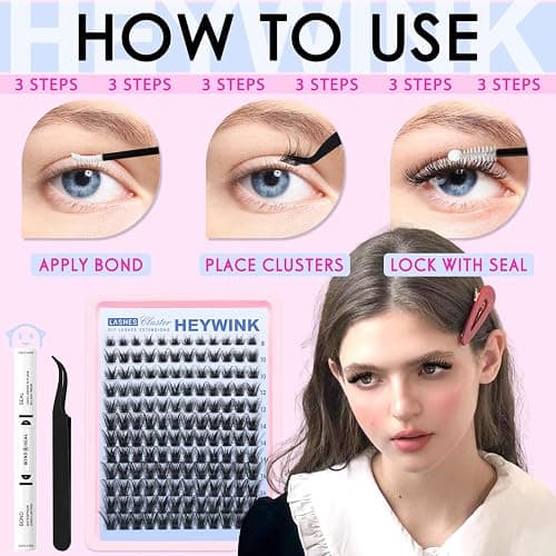 Lash Clusters Kit Wispy Lash Clusters Kit Cluster Eyelash Extensions 8-18mm Lash Extension Kit Eyelash Cluster Eyelash Extensions Clusters with Soft Thin Band Waterproof DIY Individual Lashes thumbnail 7