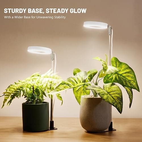 LBW Grow Lights for Indoor Plants, Full Spectrum Halo Grow Light with Base | 48 LED Plant Light for Small Plant, Base/Soil Stake, 7.8-26" Adjustable, 6/8/12/16H Timer, 3 Color Mode, 5 Brightness, 3 pack thumbnail 7
