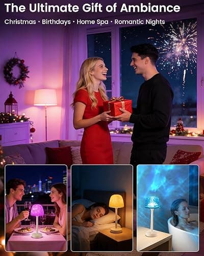 Yoomue Waterproof Shower Lamp with Ocean Wave Projector for Bathroom, Cordless Rechargeable Bath Light with 16 Color Changing,Table Lamp with Soft 360˚Glow for Bathtub, Night Shower & Relaxing Dating thumbnail 7
