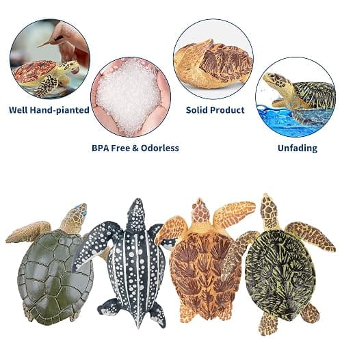 Toymany 6PCS Realistic Sea Turtle Figurines, Plastic Ocean Sea Animals Figures Set Includes of Turtles, Educational Toy Cake Toppers Christmas Birthday Gift for Kids Toddlers thumbnail 5