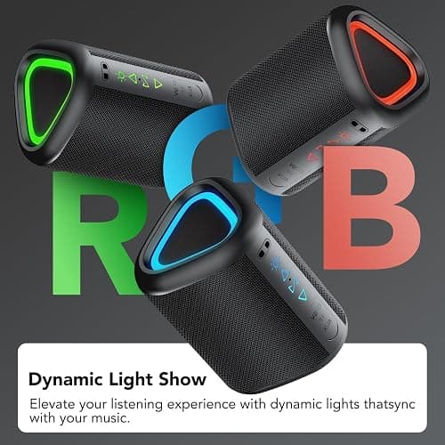 aowoka Bluetooth Speaker, 2025 Portable Wireless Speakers with Led Light, Bluetooth 5.4, 24H Playtime, Enhanced Bass, IPX7 Waterproof, Outdoor Speaker for Travel, Sport, Party, Biking. thumbnail 5