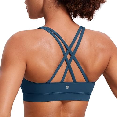 CRZ YOGA Naked Feeling Strappy Padded Sports Bras for Women - Fitness Workout Top Criss Cross Back Yoga Cami - Image 1