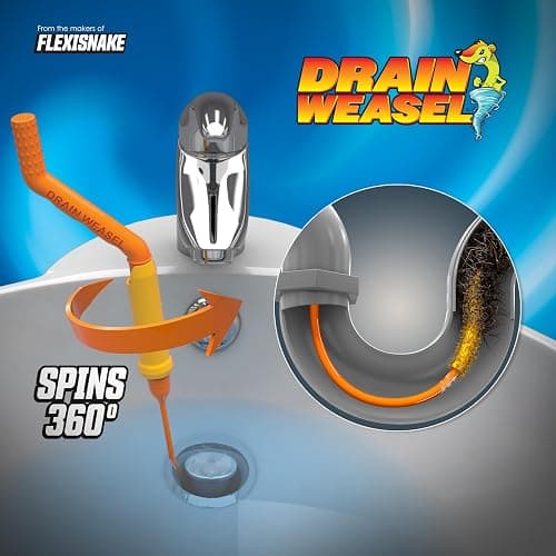 FlexiSnake Drain Weasel Sink Snake Hair Clog Remover Tool, Pipe, Bathroom, Bathtub Cleaner, 18-inch, Made in the USA, 5 Wands and Removable Handle thumbnail 2