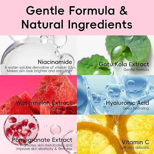 QUIYUM Daily Skincare Set for Young Women, 6-Piece Facial Care Routine | Natural Fruit Kit with Peptide, Vitamin C & Ceramide - Smoothing & Radiance Care, Gifts for Young Women thumbnail 3