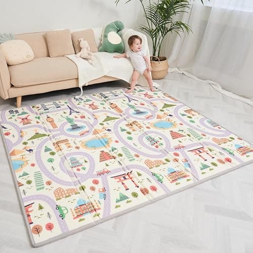 Alfombra de juego para niño Bebe 150 x 180 x 1 cm Alfombra de suelo XXL de espuma gruesa plegable reversible – Tapete de despertar para bebé – Tapete de motricidad que favorece el desarrollo - Image 1