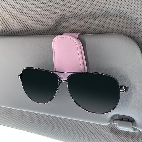 KIWEN Sunglasses Holders for Car Visor, Magnetic Leather Glasses Eyeglass Clip for Car, Ticket Card Clip Sunglasses Mount, Car Visor Accessories Gadgets (1, Pink) thumbnail 5