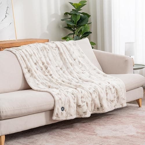Berkshire Blanket Heated Throw Blanket, Grace Fur to Loftmink Reversible Electric Throw with 4 Heat Levels, Fast Heating Printed Throw for Couch and Bed, Auto Shut-Off Feature (50"x60") thumbnail 6
