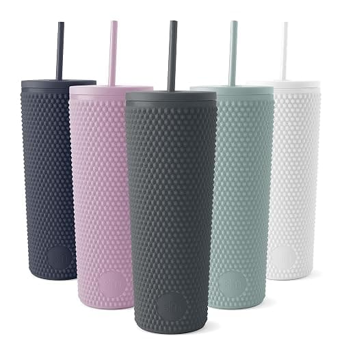 Simple Modern Plastic Matte Studded Tumbler with Lid and Straw | Reusable BPA Free Iced Coffee Cups Double Wall Smoothie Cup | Gifts for Women Men Him Her | Classic Collection | 24oz | Graphite - Image 1