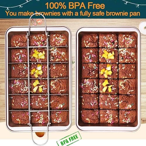 SUJUDE Non Stick Brownie Pan with Dividers, High Carbon Steel Baking Pan, Makes 18 Pre-cut Brownies All at Once - 10.3 X 6.4 X 1.6 Inches （Inside Dimension） thumbnail 6